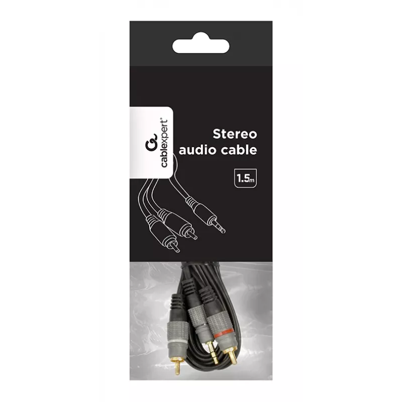 GEMBIRD cabo estéreo 3,5 mm para 2xRCA macho, 1,5 m - conectores dourados