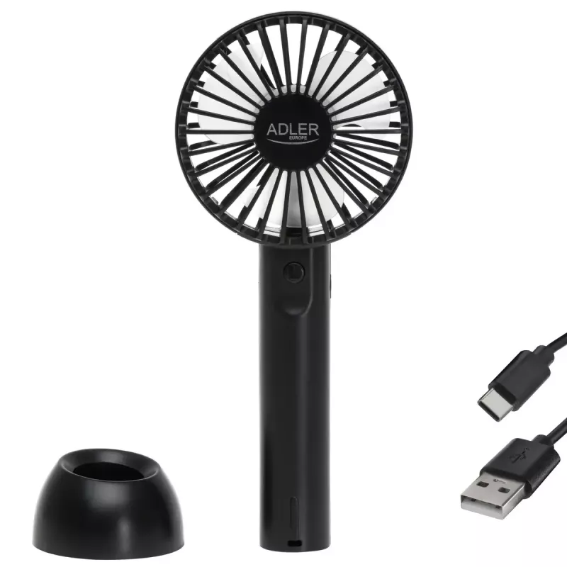 Ventilador de mesa Adler AD 7338 Mini USB — 7 cm de diâmetro, 3 velocidades, preto