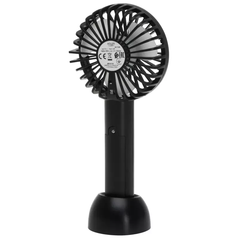 Ventilador de mesa Adler AD 7338 Mini USB — 7 cm de diâmetro, 3 velocidades, preto