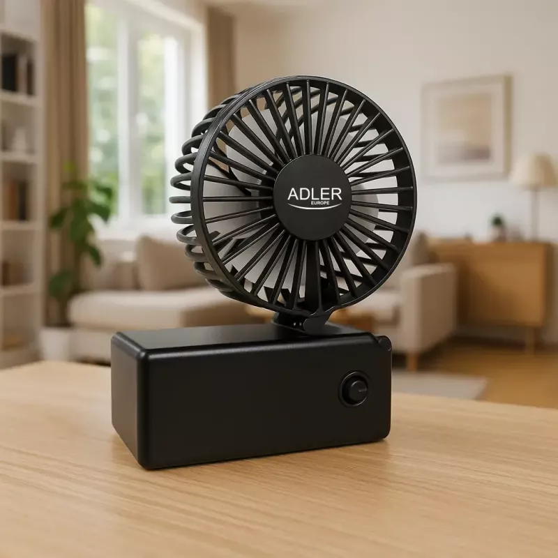 Ventilador de mesa Adler AD 7336 – mini ventilador dobrável, 6,5 cm de diâmetro, 1 velocidade, preto