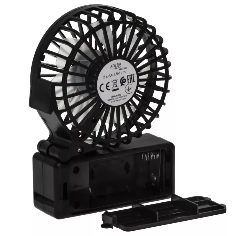 Ventilador de mesa Adler AD 7336 – mini ventilador dobrável, 6,5 cm de diâmetro, 1 velocidade, preto