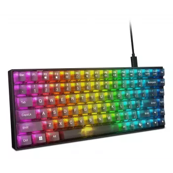 Teclado mecânico gaming Lenovo Legion K510 Mini Pro 75% US-Inglês, 84 teclas, RGB, USB, cabo de 1,8 m, preto/transparente