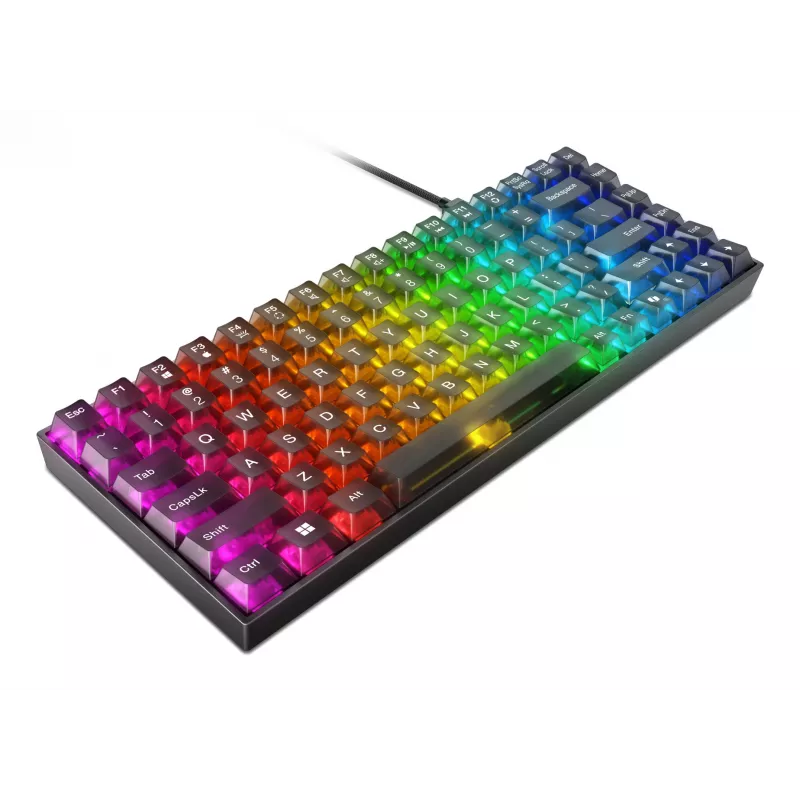 Teclado mecânico gaming Lenovo Legion K510 Mini Pro 75% US-Inglês, 84 teclas, RGB, USB, cabo de 1,8 m, preto/transparente