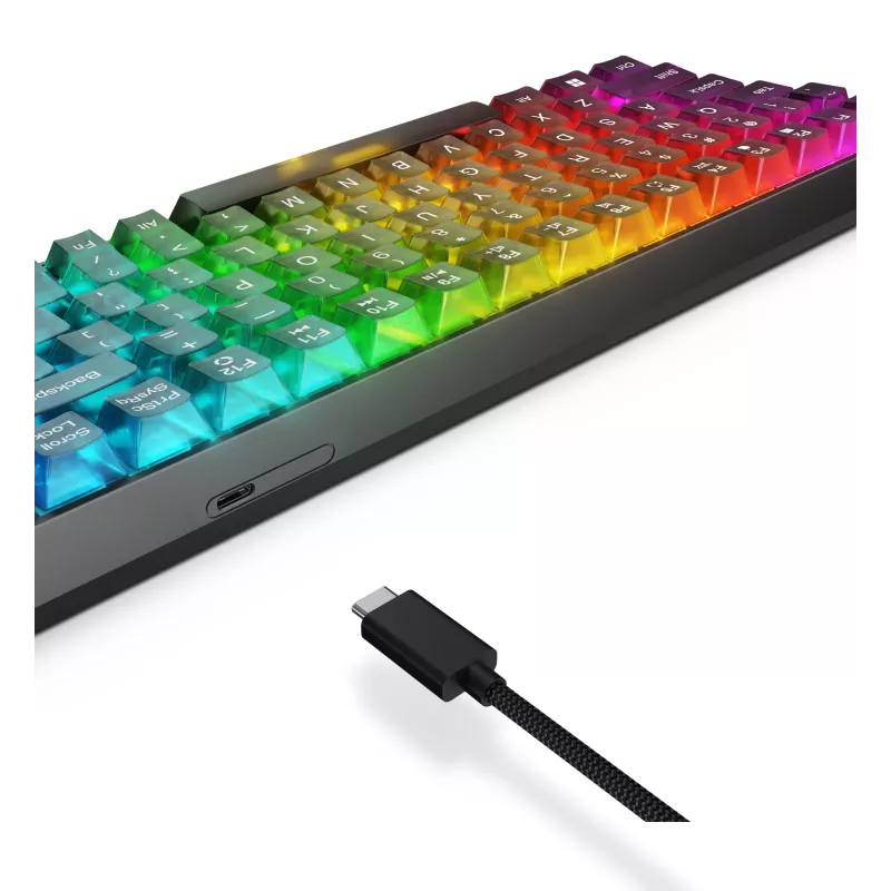 Teclado mecânico gaming Lenovo Legion K510 Mini Pro 75% US-Inglês, 84 teclas, RGB, USB, cabo de 1,8 m, preto/transparente