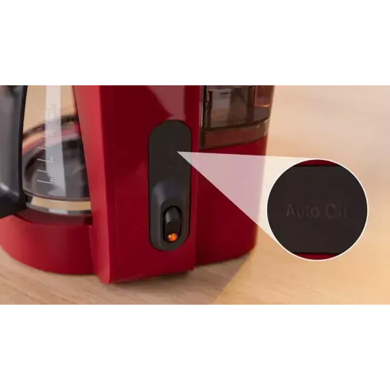 Máquina de café de filtro Bosch TKA2M114 — depósito de água de 1,25 l, 15 chávenas, vermelho