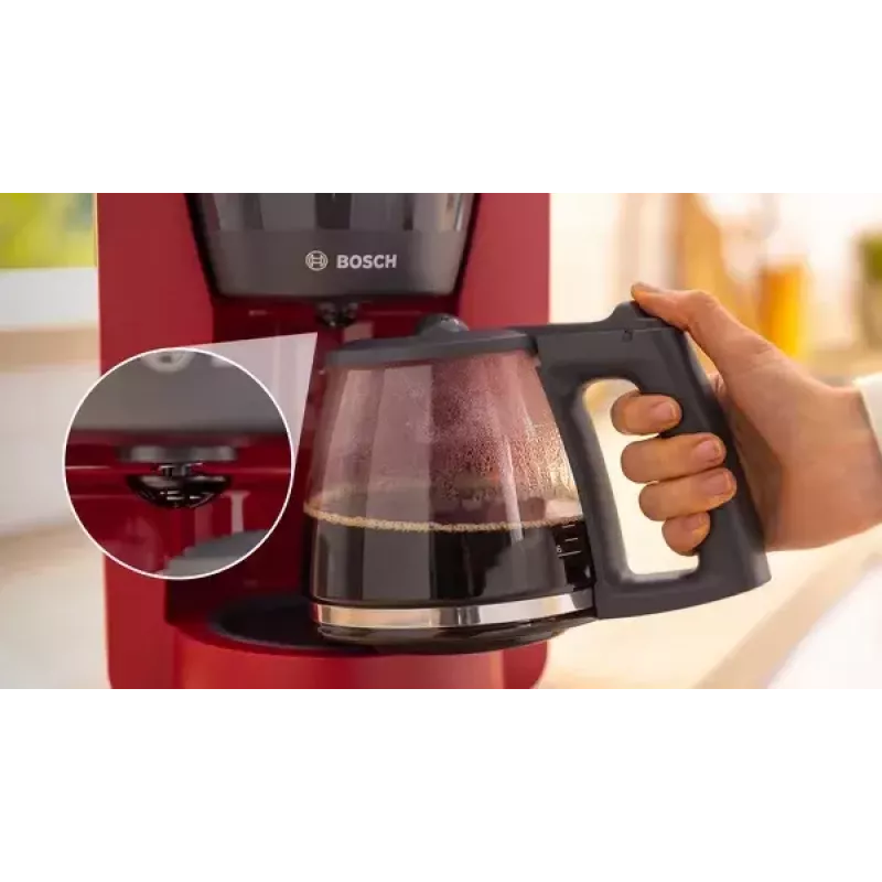 Máquina de café de filtro Bosch TKA2M114 — depósito de água de 1,25 l, 15 chávenas, vermelho
