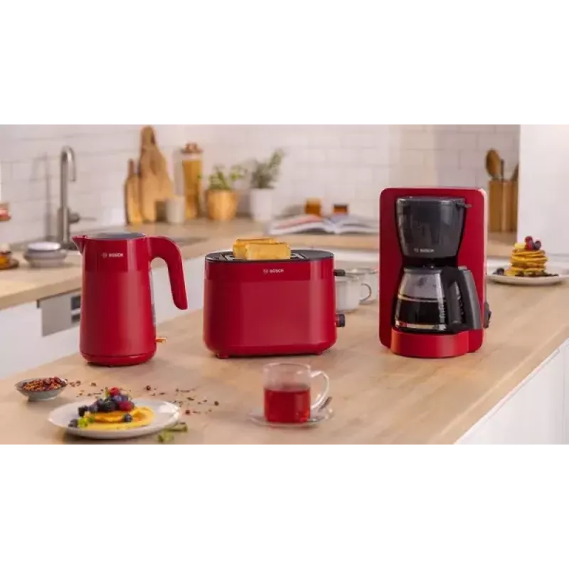 Máquina de café de filtro Bosch TKA2M114 — depósito de água de 1,25 l, 15 chávenas, vermelho