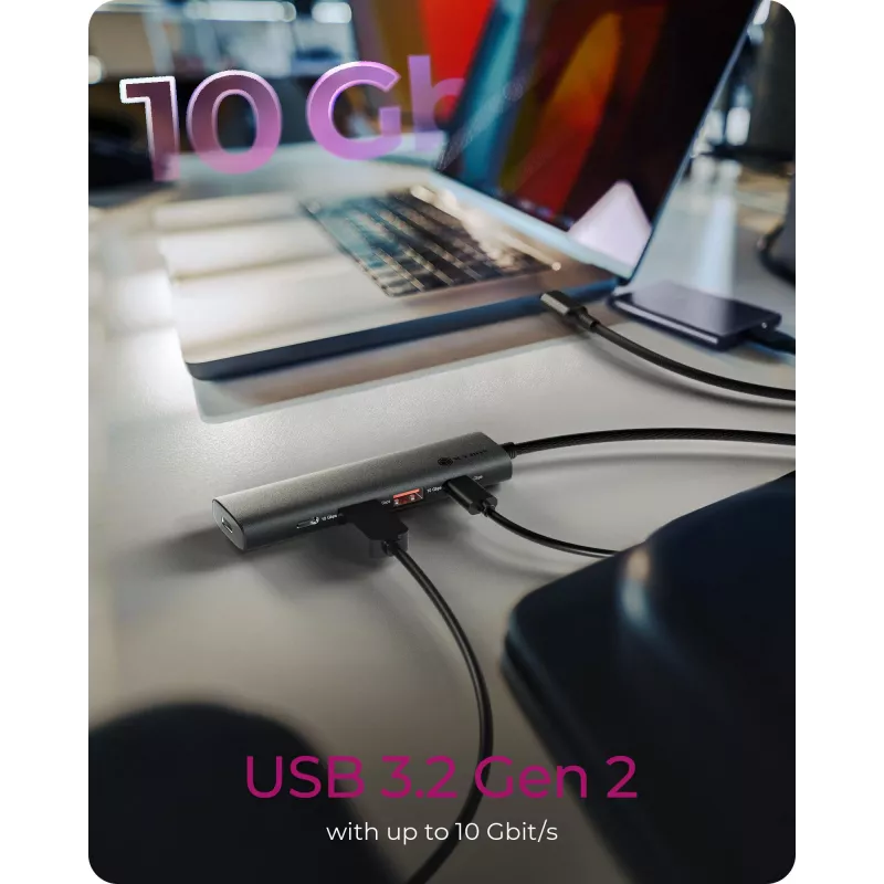 ICY BOX IB-HUB1437-CPD com fios USB 3.2 Gen 2 (3.1 Gen 2) Type-C preto