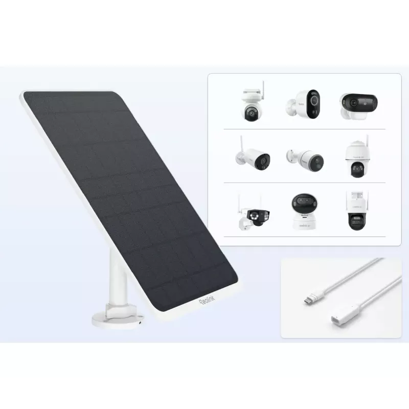 Painel solar Reolink SP3-W 12W 6V USB-C IP65 exterior, 360° horizontal, 90° vertical, cabo de 4 m, tecnopolímero, branco