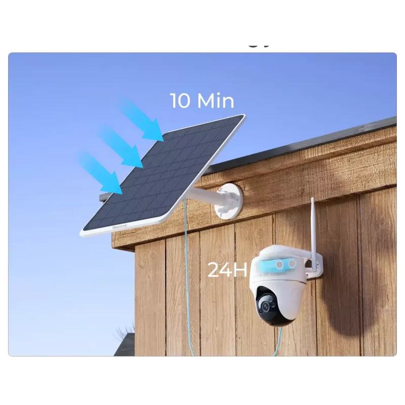 Painel solar Reolink SP3-W 12W 6V USB-C IP65 exterior, 360° horizontal, 90° vertical, cabo de 4 m, tecnopolímero, branco