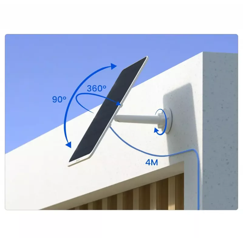 Painel solar Reolink SP3-W 12W 6V USB-C IP65 exterior, 360° horizontal, 90° vertical, cabo de 4 m, tecnopolímero, branco