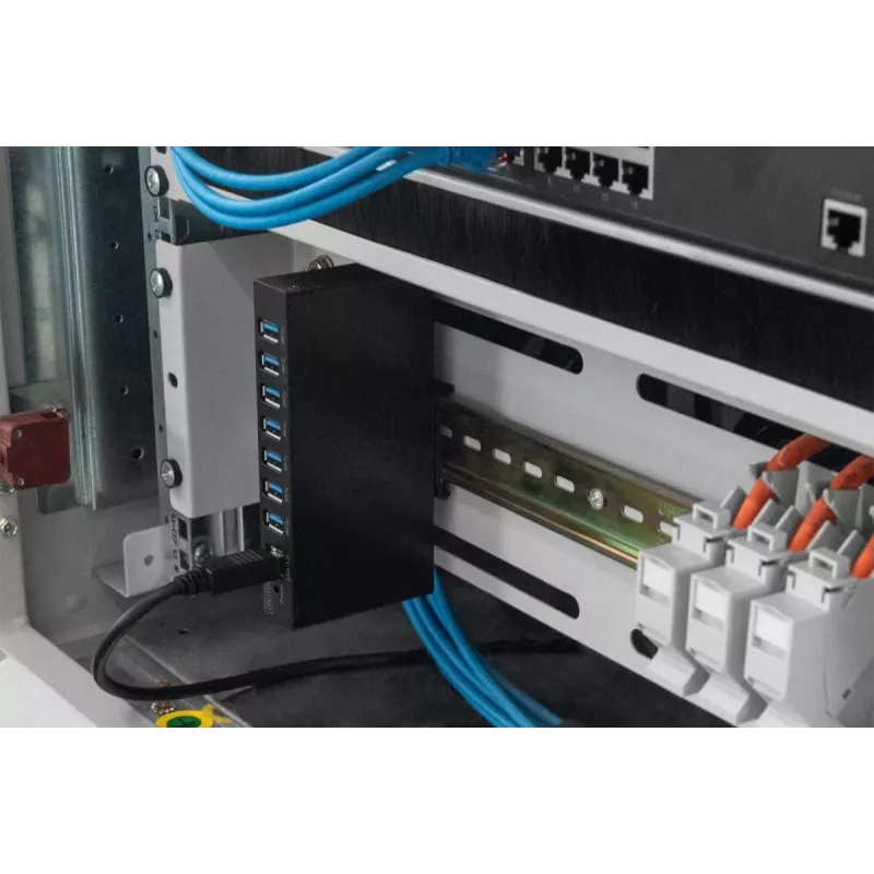 DIGITUS HUB USB 3.0 - 7 portas - Industrial Metal PSU 15-kV ESD Table Wall DIN Rail mount