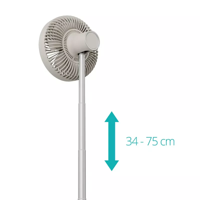 Ventilador de pé Duux Rize Flex 21 cm, 4 velocidades, oscilação, 10 W, greige