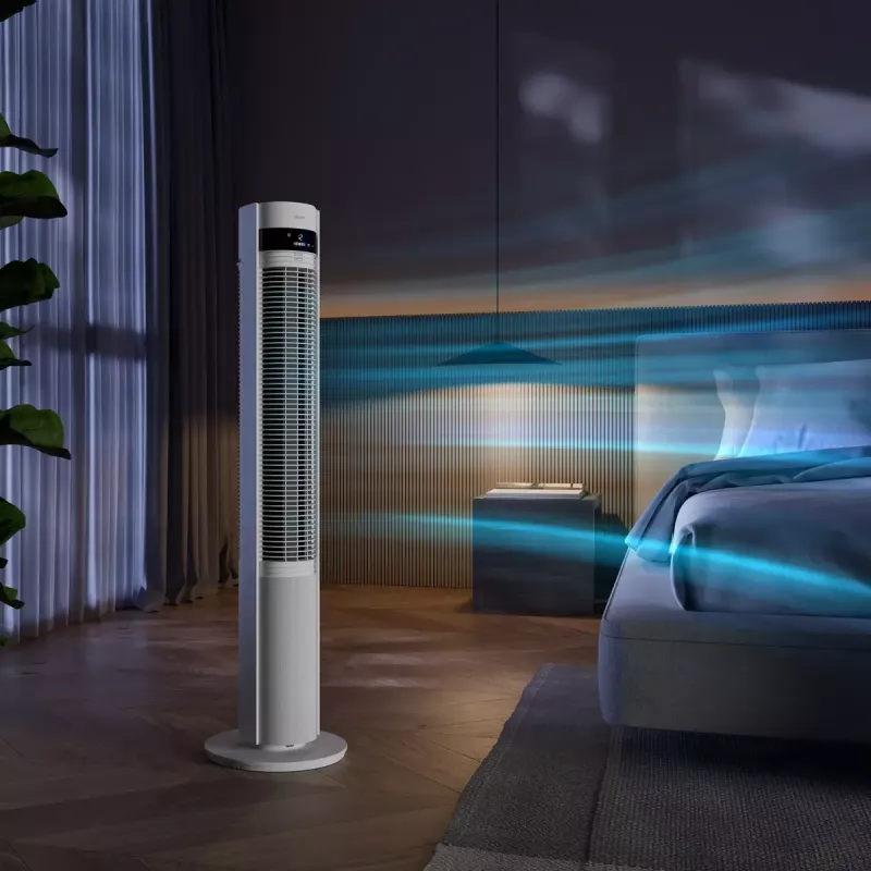 Ventilador de torre Duux Elevate DXTF02 — diâmetro 29 cm, 12 velocidades, oscilação, 4–40 W, branco
