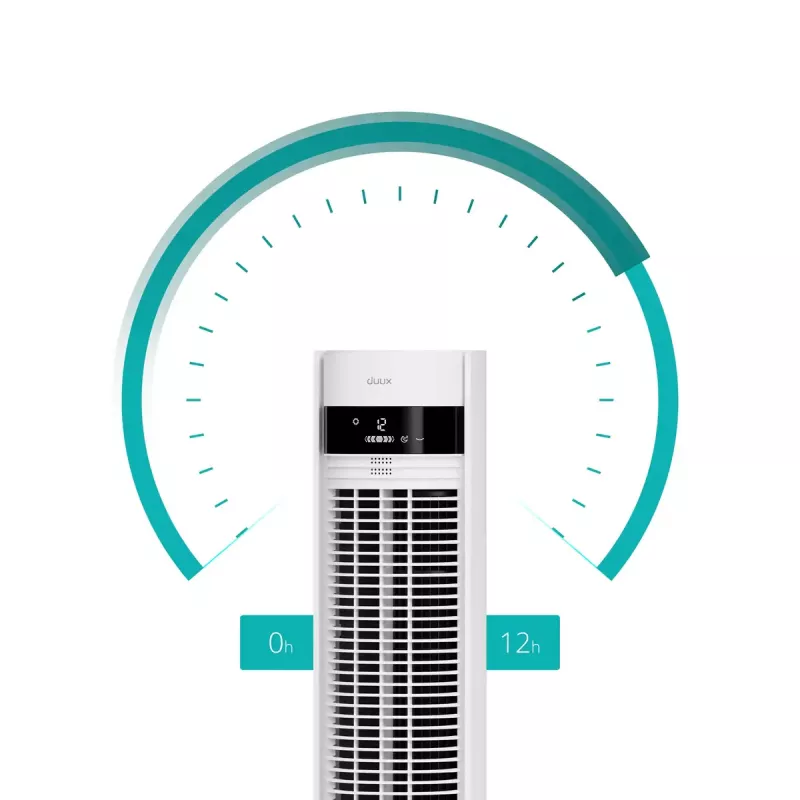 Ventilador de torre Duux Elevate DXTF02 — diâmetro 29 cm, 12 velocidades, oscilação, 4–40 W, branco