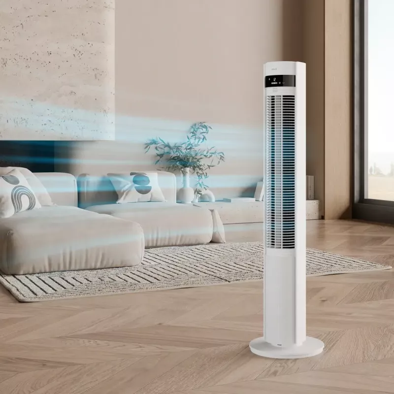 Ventilador de torre Duux Elevate DXTF02 — diâmetro 29 cm, 12 velocidades, oscilação, 4–40 W, branco