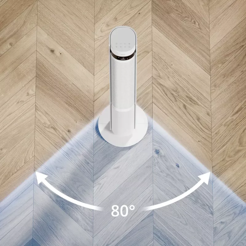 Ventilador de torre Duux Elevate DXTF02 — diâmetro 29 cm, 12 velocidades, oscilação, 4–40 W, branco