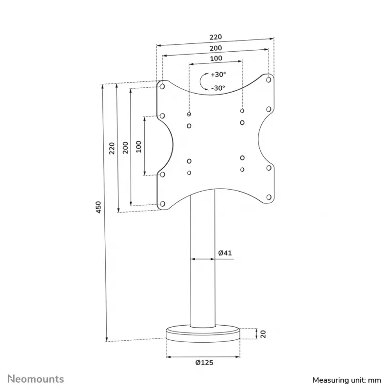 Suporte de mesa para TV Neomounts DS42-430BL12 máx 50 kg 23-43