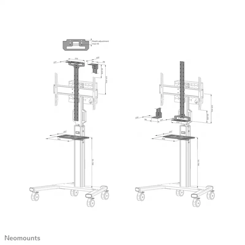 Conjunto de montagem Neomounts AV1-825BL preto aço 3 kg