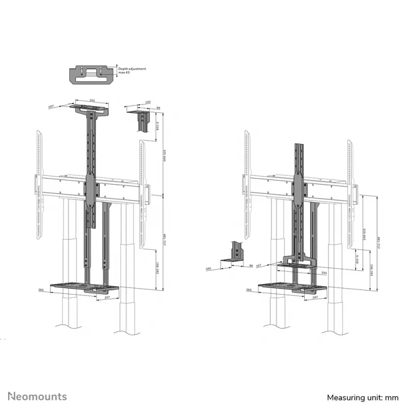 Kit de videobar e multimédia Neomounts AV1-875BL – universal