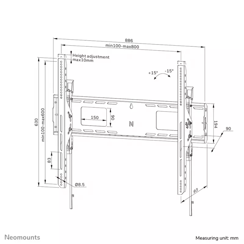 Suporte de parede para TV de carga pesada Neomounts 125 kg 43-98