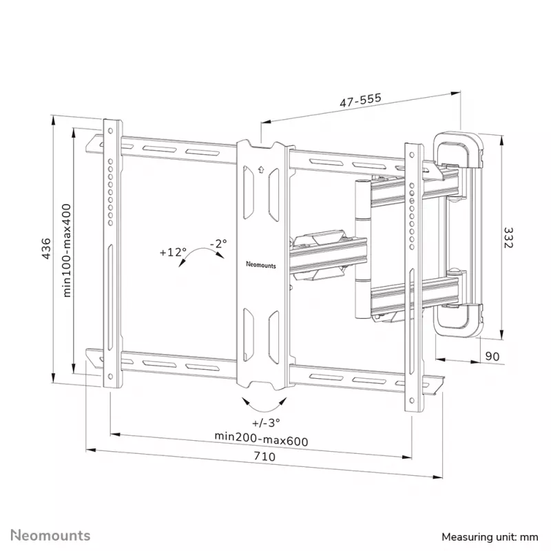 Suporte de parede para TV Neomounts WL40S-850BL16 40-70 inch - totalmente móvel - montagem rápida