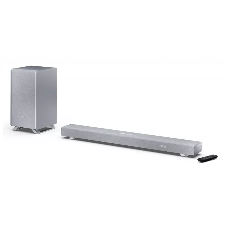 Sharp HT-SBW53121(SL) 3.1.2 Dolby Atmos/DTS:X barra de som com subwoofer sem fios, 550 W, Bluetooth, prateada