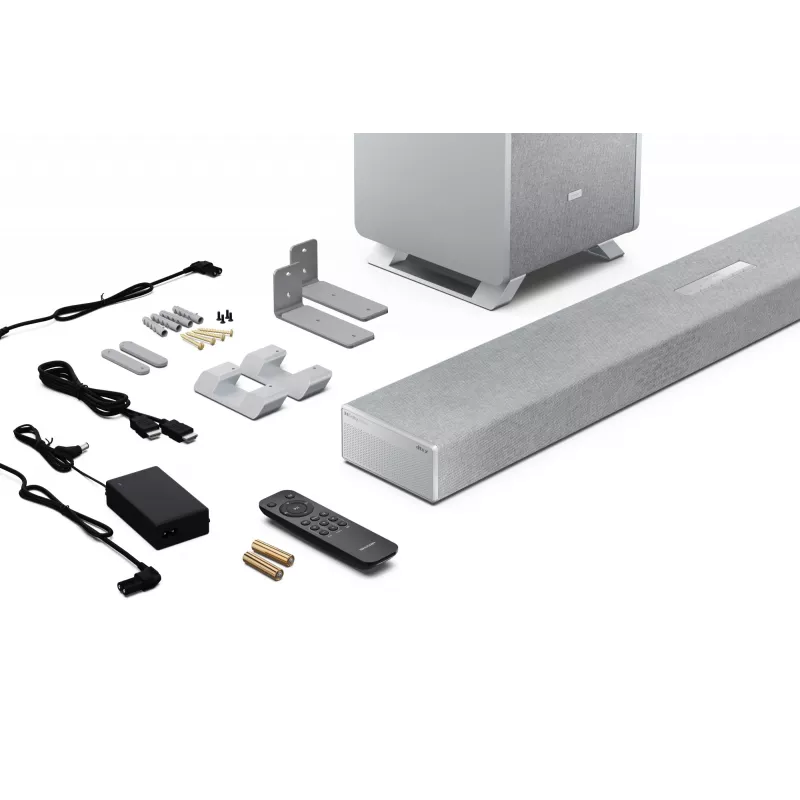 Sharp HT-SBW53121(SL) 3.1.2 Dolby Atmos/DTS:X barra de som com subwoofer sem fios, 550 W, Bluetooth, prateada