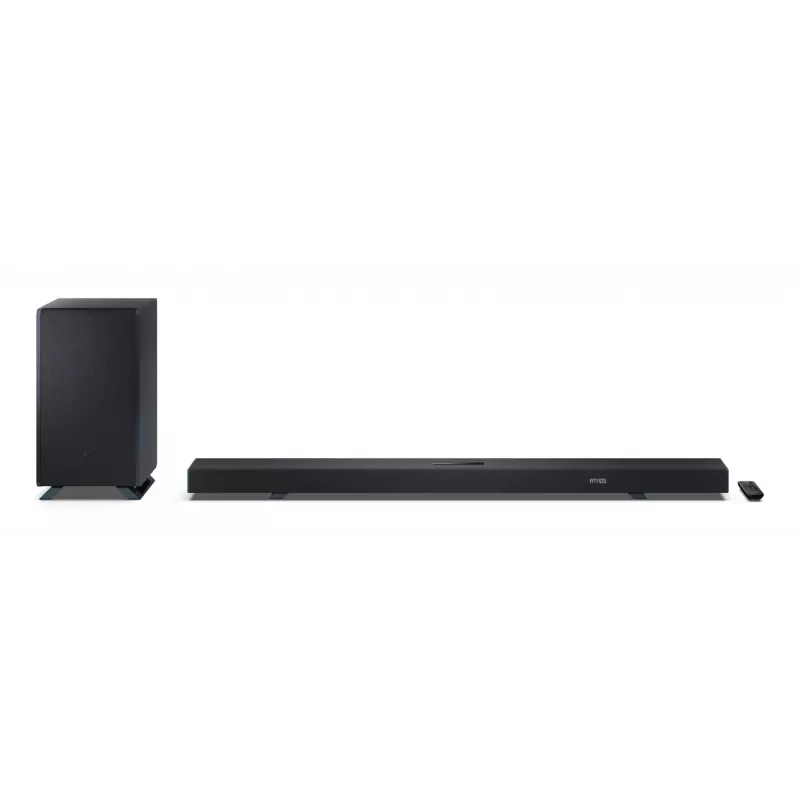 Sharp HT-SBW55121(BK) 5.1.2 Dolby Atmos/DTS:X barra de som com subwoofer sem fios, 650 W, Bluetooth, preta