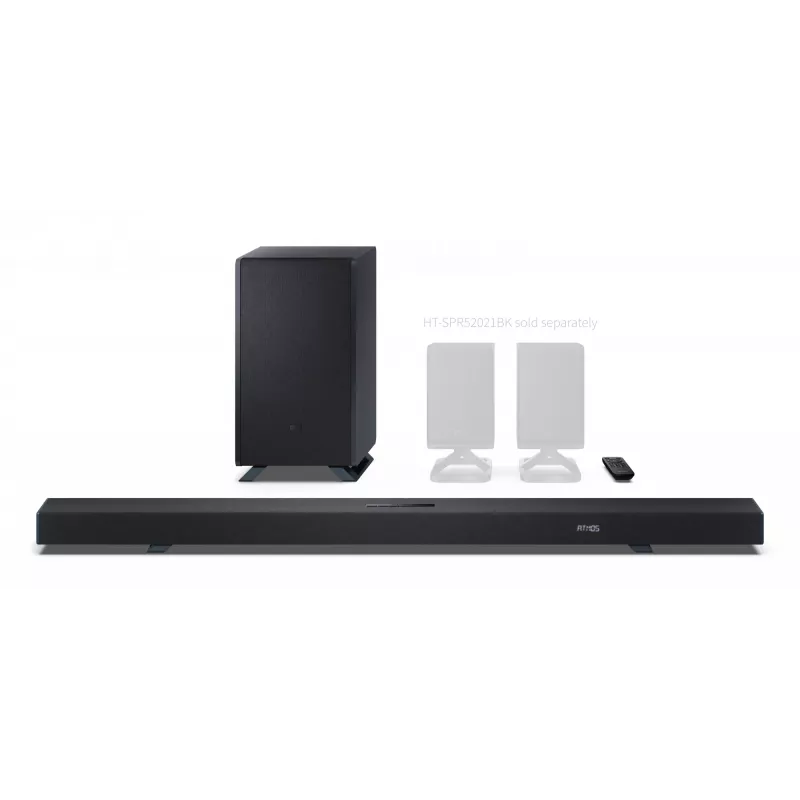 Sharp HT-SBW55121(BK) 5.1.2 Dolby Atmos/DTS:X barra de som com subwoofer sem fios, 650 W, Bluetooth, preta