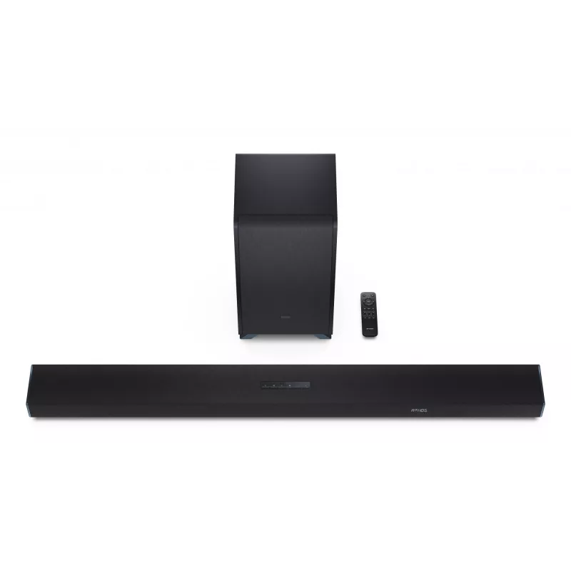 Sharp HT-SBW55121(BK) 5.1.2 Dolby Atmos/DTS:X barra de som com subwoofer sem fios, 650 W, Bluetooth, preta