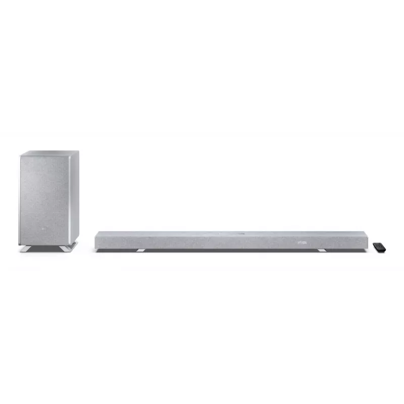 Sharp HT-SBW55121(SL) 5.1.2 Dolby Atmos/DTS:X barra de som com subwoofer sem fios, 650 W, Bluetooth, prateada