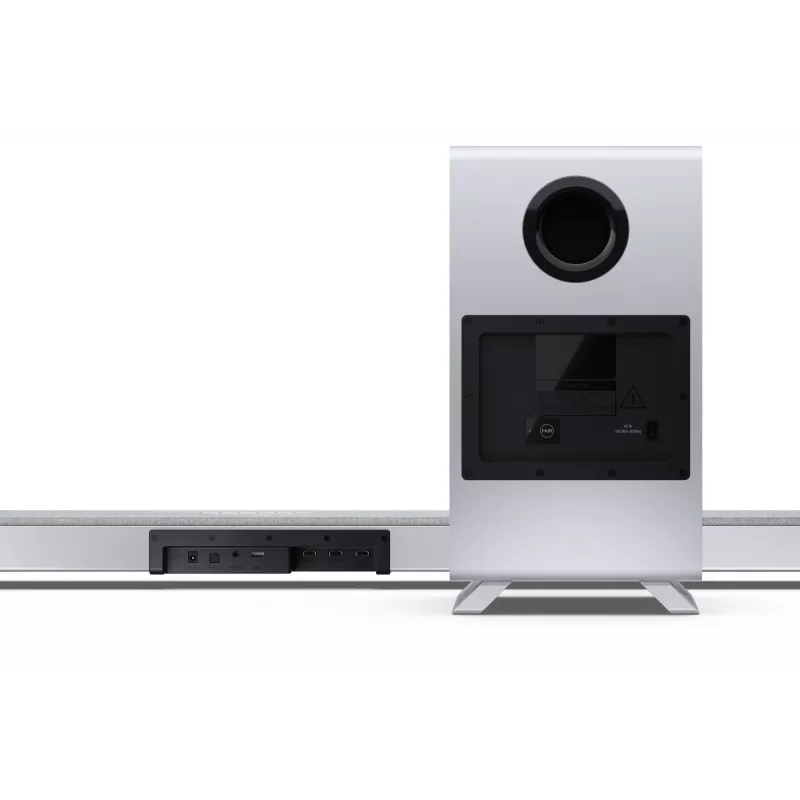 Sharp HT-SBW55121(SL) 5.1.2 Dolby Atmos/DTS:X barra de som com subwoofer sem fios, 650 W, Bluetooth, prateada