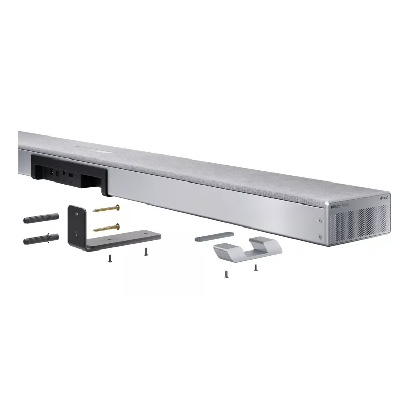 Sharp HT-SBW55121(SL) 5.1.2 Dolby Atmos/DTS:X barra de som com subwoofer sem fios, 650 W, Bluetooth, prateada