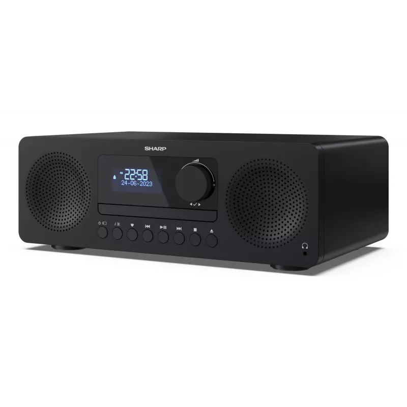 Micro sistema de áudio doméstico Sharp XL-B720D 30 W, altifalantes de 2 vias, DAB/DAB+/FM, leitor de discos óticos, preto