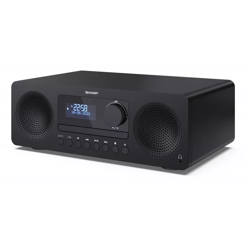 Micro sistema de áudio doméstico Sharp XL-B720D 30 W, altifalantes de 2 vias, DAB/DAB+/FM, leitor de discos óticos, preto