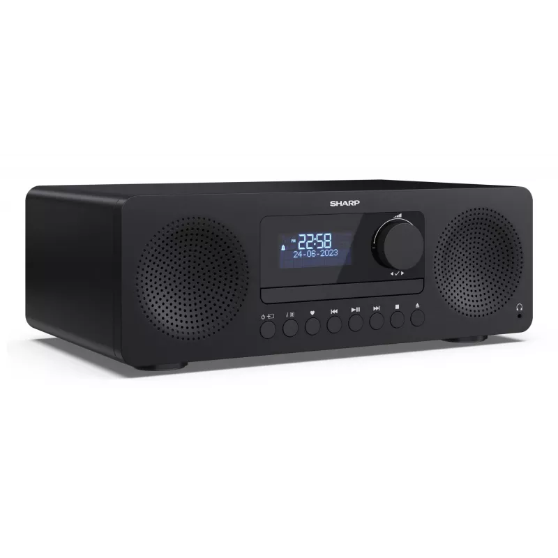 Micro sistema de áudio doméstico Sharp XL-B720D 30 W, altifalantes de 2 vias, DAB/DAB+/FM, leitor de discos óticos, preto