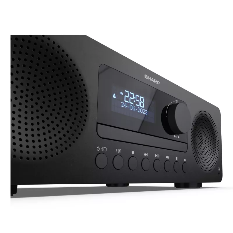 Micro sistema de áudio doméstico Sharp XL-B720D 30 W, altifalantes de 2 vias, DAB/DAB+/FM, leitor de discos óticos, preto