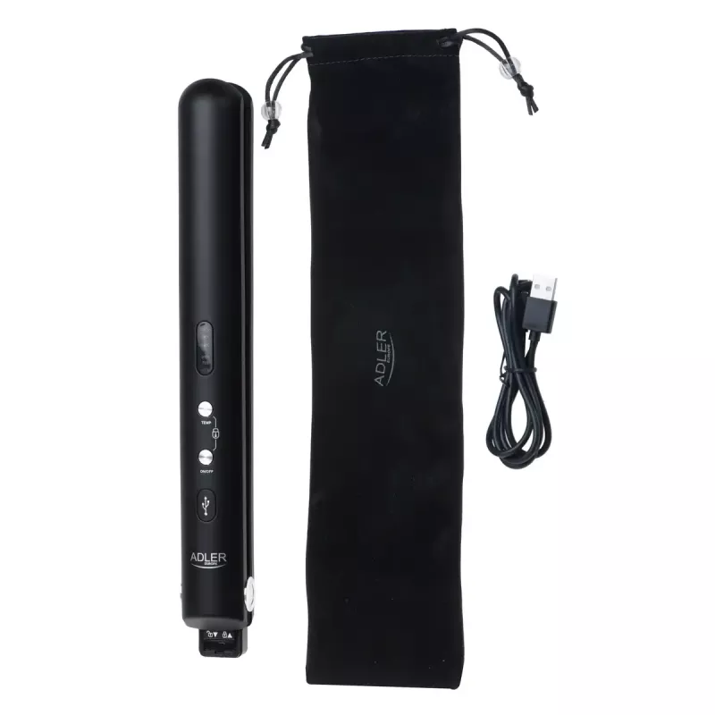 Prancha alisadora sem fios Adler AD 2327 – sistema de aquecimento cerâmico, 160–220 °C, carregamento USB
