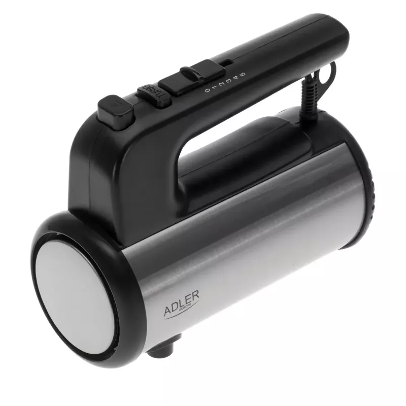 Batedeira de mão Adler AD 4232 — 900 W, 5 velocidades + turbo, acessórios em aço inoxidável, preto/prateado