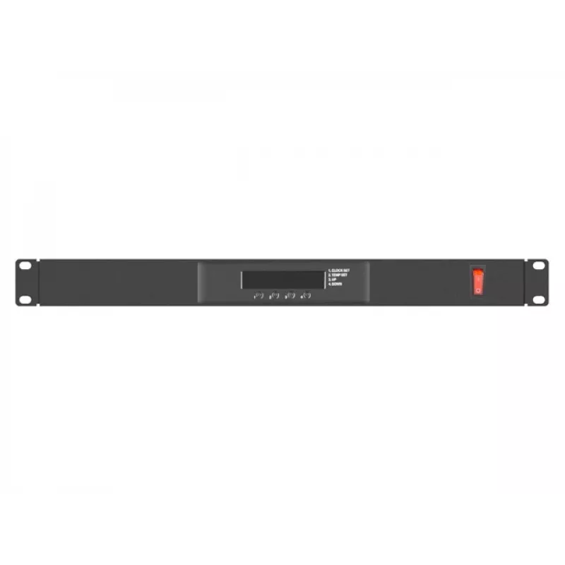 Lanberg AK-1503-B painel de ventilação de 19" 1U com LCD e termóstato, 4 ventoinhas, 230 V, 483x322x44,45 mm, preto
