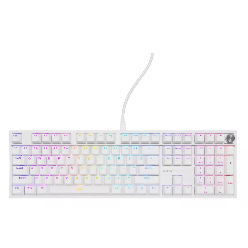 Teclado mecânico GENESIS THOR 404, tamanho completo USB, QWERTY Inglês, retroiluminação RGB, branco