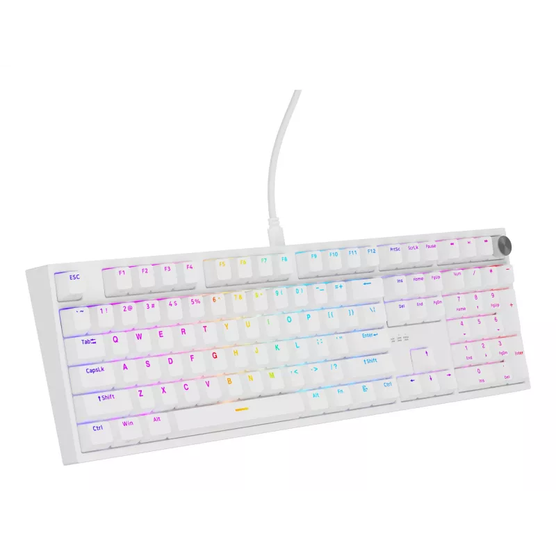 Teclado mecânico GENESIS THOR 404, tamanho completo USB, QWERTY Inglês, retroiluminação RGB, branco