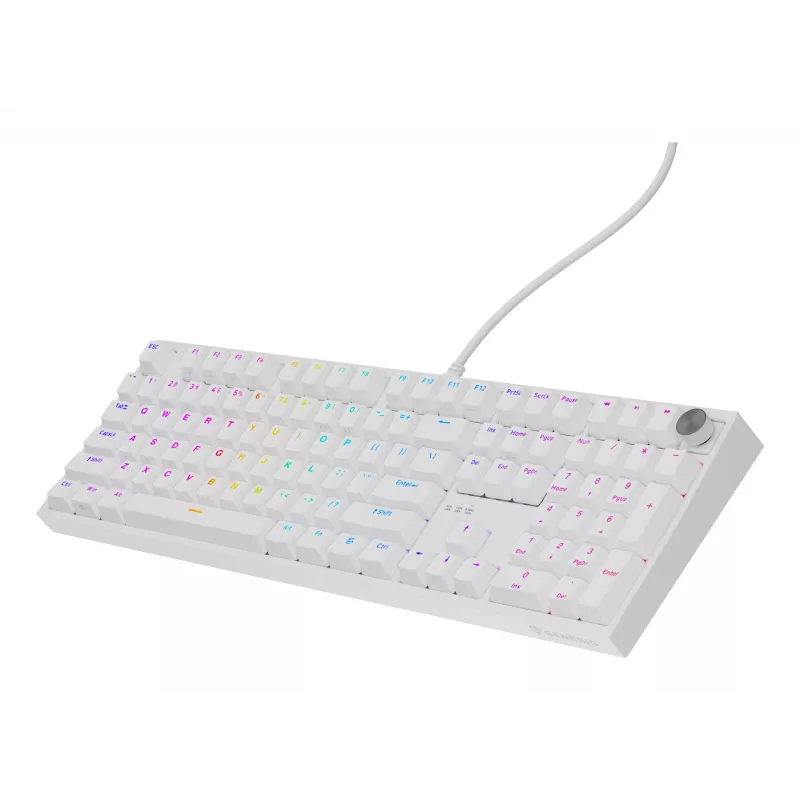 Teclado mecânico GENESIS THOR 404, tamanho completo USB, QWERTY Inglês, retroiluminação RGB, branco