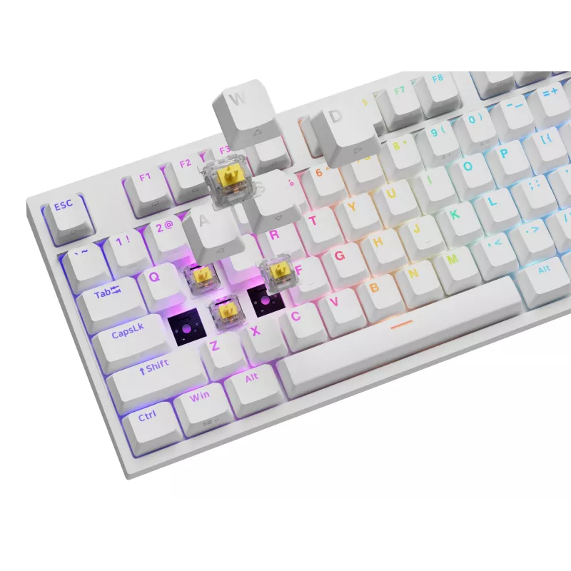 Teclado mecânico GENESIS THOR 404, tamanho completo USB, QWERTY Inglês, retroiluminação RGB, branco