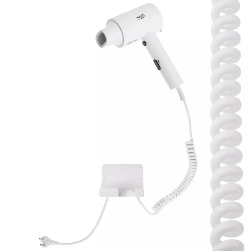 Secador de cabelo de parede Adler AD 2285 — 2000 W, 3 níveis de temperatura, nível frio, branco