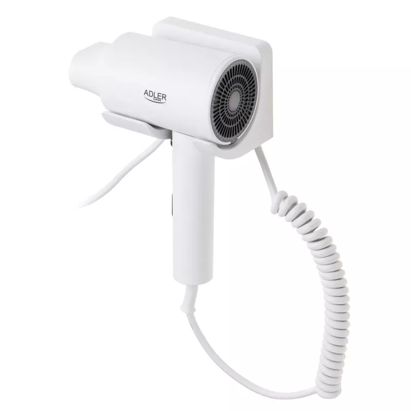 Secador de cabelo de parede Adler AD 2285 — 2000 W, 3 níveis de temperatura, nível frio, branco