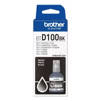 Cartucho de tinta Brother BTD100BK Original — preto, 108 ml, 7500 páginas, 56×123×55,5 mm