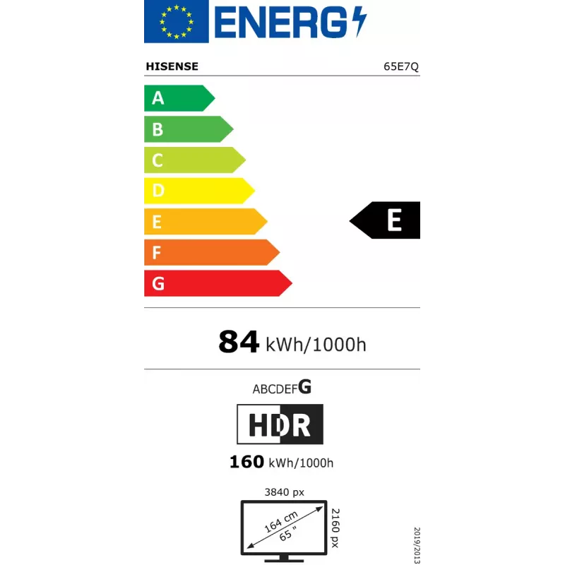 Hisense 65E7Q Smart TV de 65 polegadas (165,1 cm) 4K Ultra HD QLED, VIDAA OS, Wi-Fi, preto