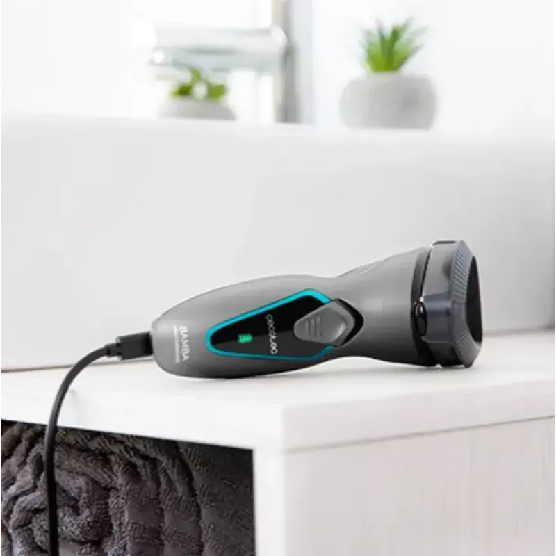 Máquina de barbear rotativa Cecotec 04199 para homem com aparador Titan e cabeça 3D